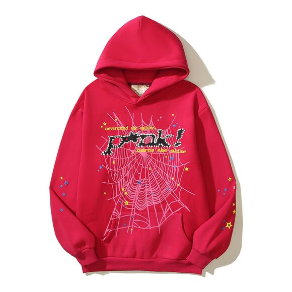Men's Sp5der Printed Pink Hoodie - Picture 1 of 9